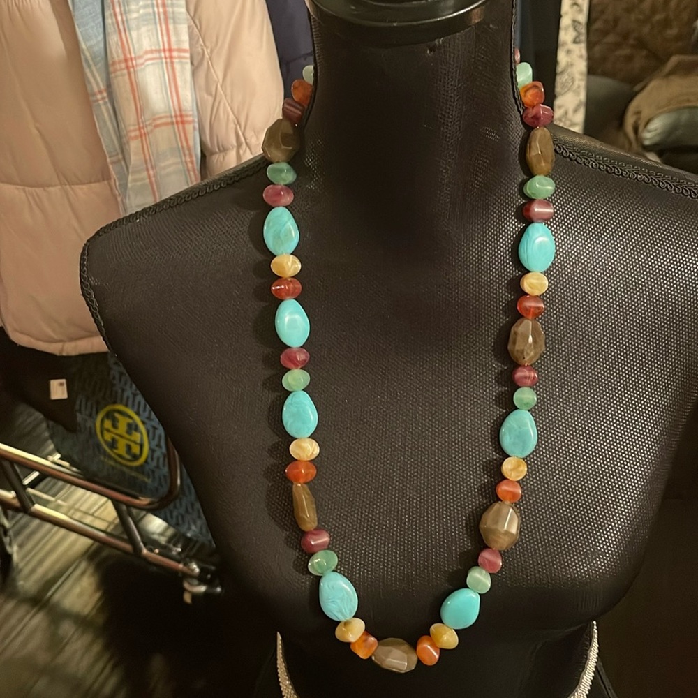Multi color quartz like gem necklace
